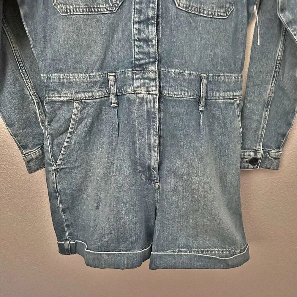 GAP | NWT Denim Utility Romper Washwell Long Sleeve Shorts Jumpsuit | Size 8 - Picture 6 of 11